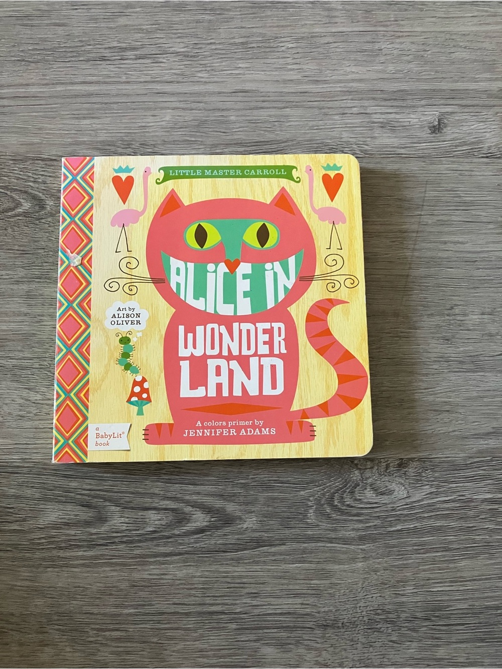 3/$15 Alice in Wonderland BabyLit Board Book - Colorful Pink & Green Cat